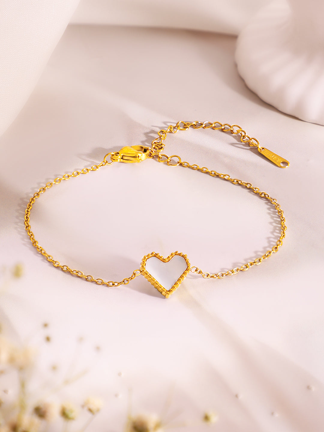 Demi Fine 18k Gold Plated Stainless Steel Heart Pendant &amp; Bracelet Set