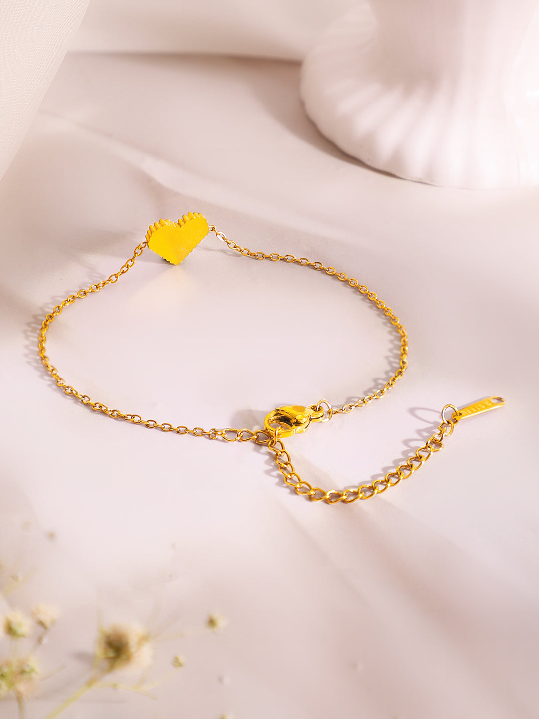Demi Fine 18k Gold Plated Stainless Steel Heart Pendant &amp; Bracelet Set