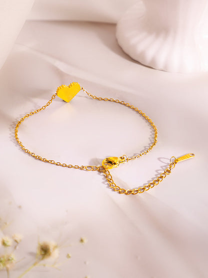 Demi Fine 18k Gold Plated Stainless Steel Heart Pendant &amp; Bracelet Set