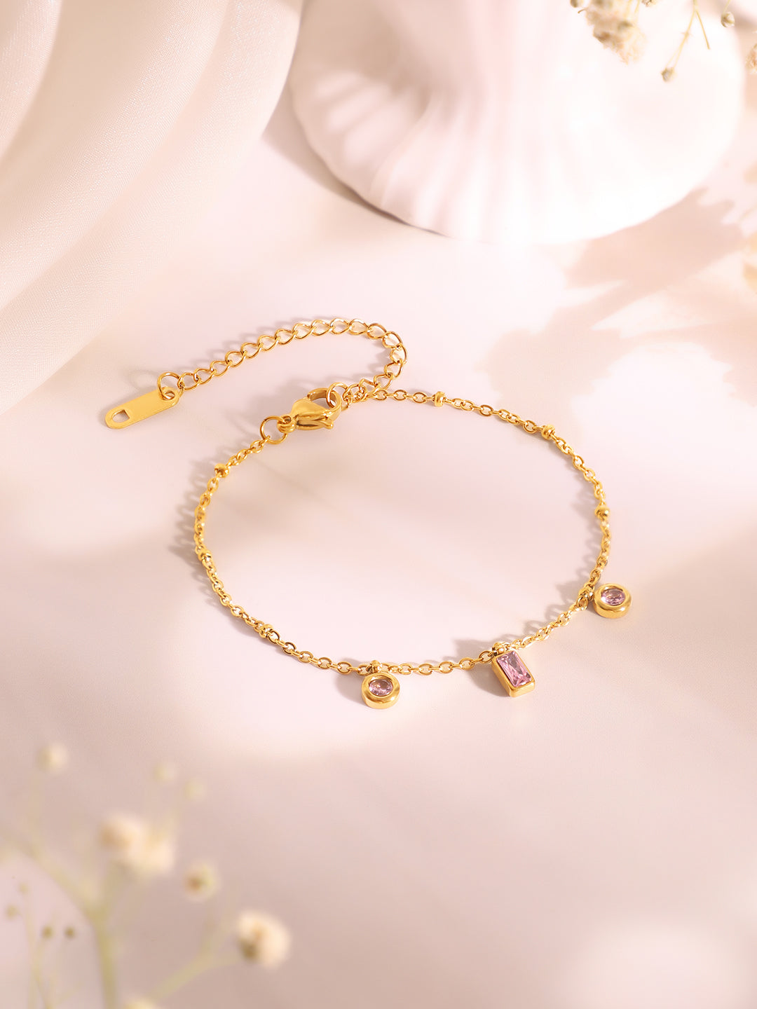 Demi Fine 18k Gold Plated Stainless Steel Crystal Charm Necklace &amp; Bracelet  Set