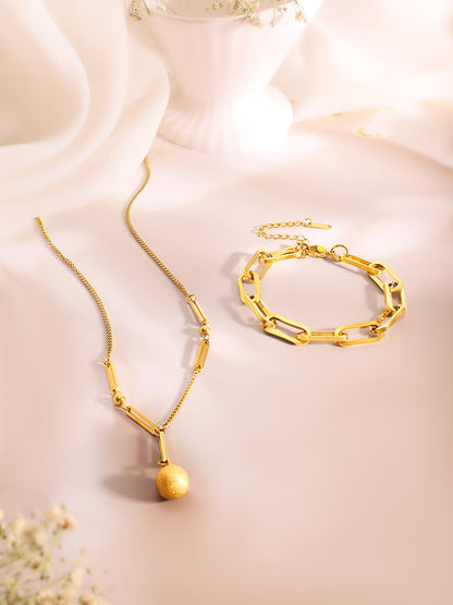 Demi Fine 18k Gold Plated Stainless Steel Paperclip Necklace &amp; Bracelet Set