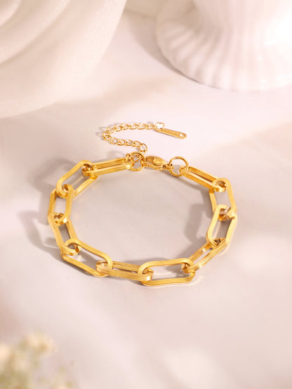 Demi Fine 18k Gold Plated Stainless Steel Paperclip Necklace &amp; Bracelet Set