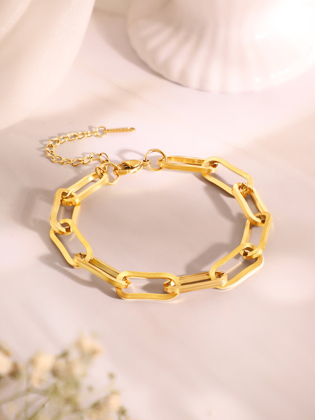 Demi Fine 18k Gold Plated Stainless Steel Paperclip Necklace &amp; Bracelet Set