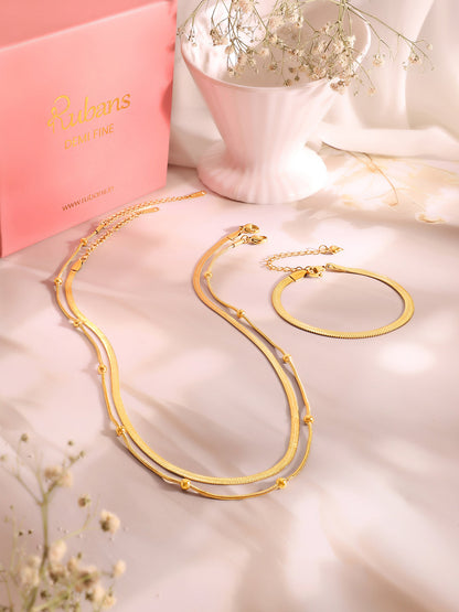 Demi Fine 18k Gold Plated Stainless Steel Snake Design Necklace &amp; Bracelet  Set