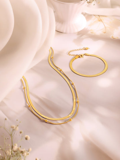 Demi Fine 18k Gold Plated Stainless Steel Snake Design Necklace &amp; Bracelet  Set