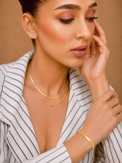 Demi Fine 18k Gold Plated Stainless Steel Snake Design Necklace &amp; Bracelet  Set