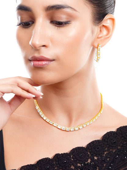 Gold-Plated Crystal Tennis Choker Necklace Set