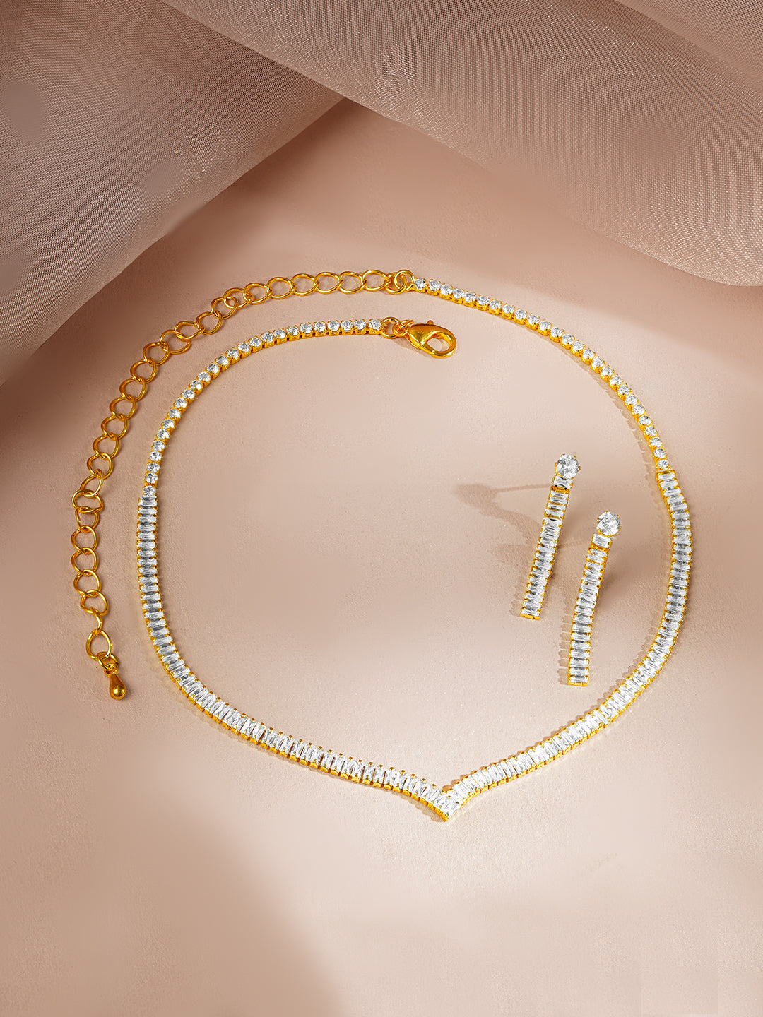Golden Glow Crystal Necklace Set
