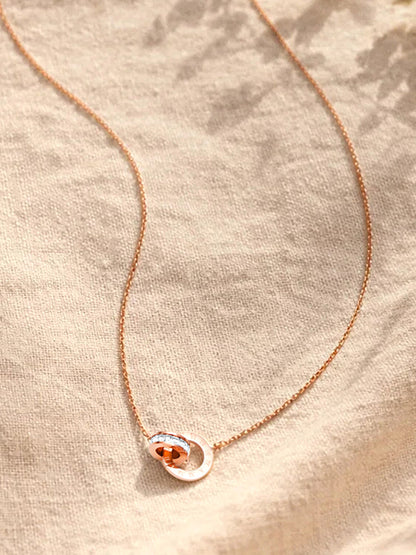 Demi Fine 18K Rose-Gold Plated Stainless steel Interlocked Crystal Pendant Necklace