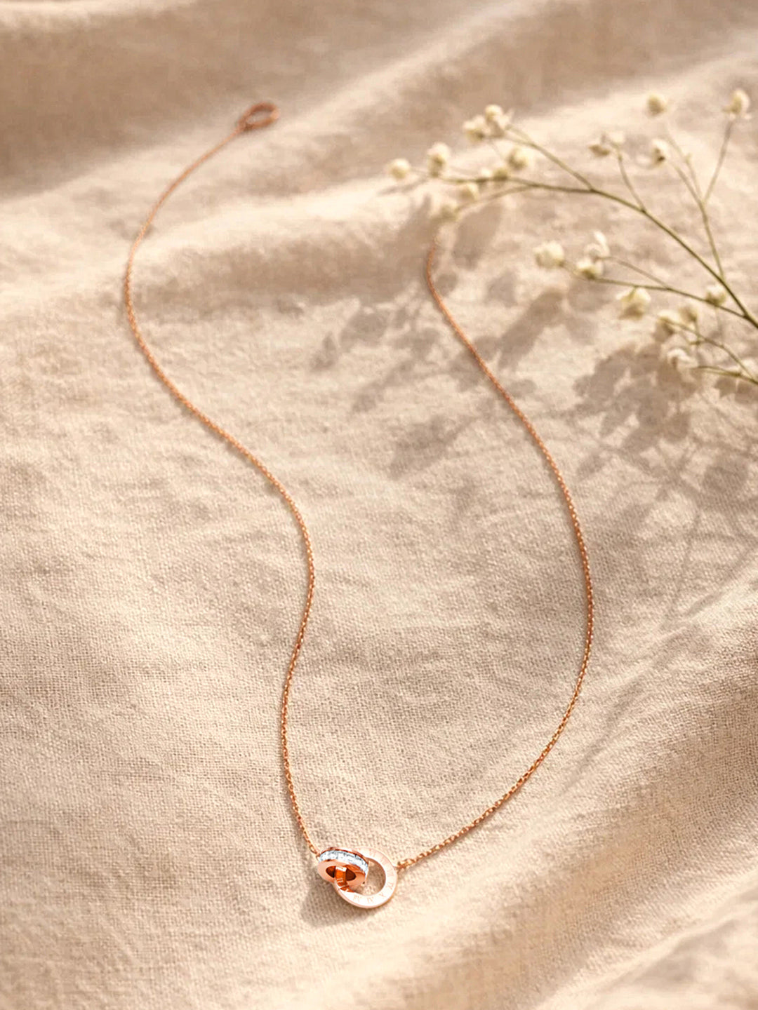 Demi Fine 18K Rose-Gold Plated Stainless steel Interlocked Crystal Pendant Necklace