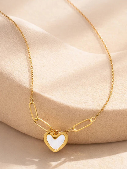 Demi Fine 18K Gold Plated Stainless steel Heart Pendant Chunky Chain Necklace