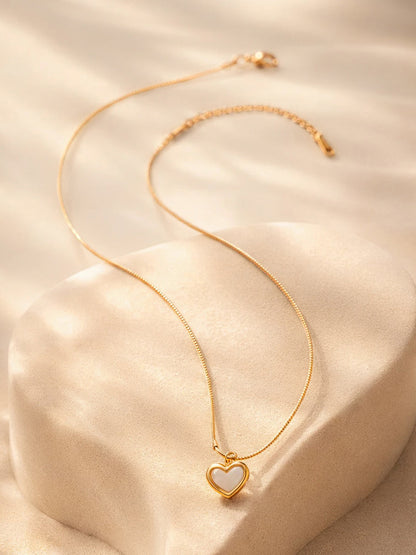 Demi Fine 18K Gold Plated Stainless steel Heart Charm Pendant Chain Necklace