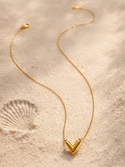 Demi Fine 18K Gold Plated Stainless steel Chevron V Shape Pendant Chain