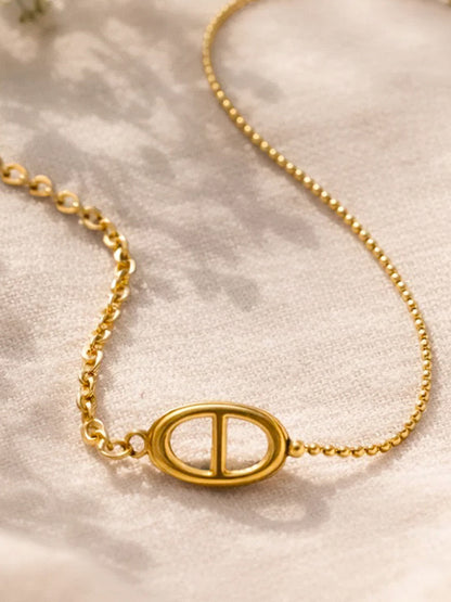 Demi Fine 18K Gold Plated Stainless steel Dual Chain Link Loop Chain Necklace