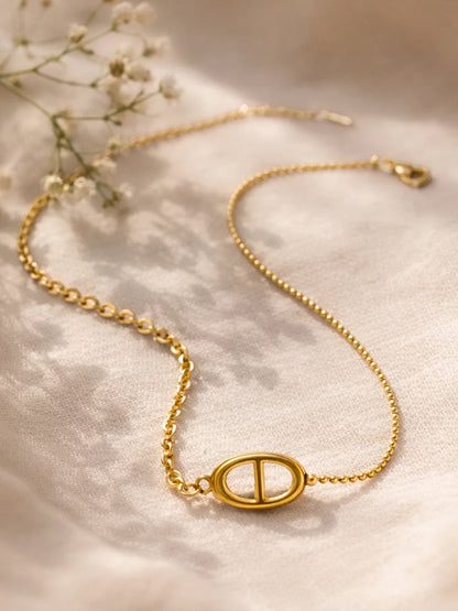 Demi Fine 18K Gold Plated Stainless steel Dual Chain Link Loop Chain Necklace