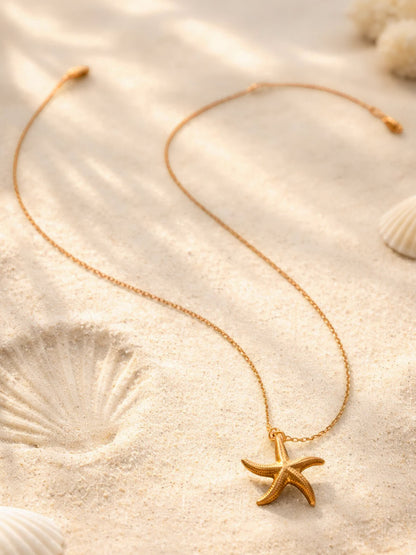Demi Fine 18K Gold Plated Stainless steel Starfish Pendant Chain Necklace