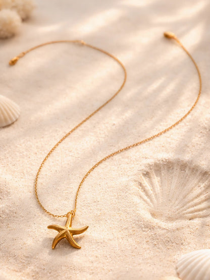Demi Fine 18K Gold Plated Stainless steel Starfish Pendant Chain Necklace