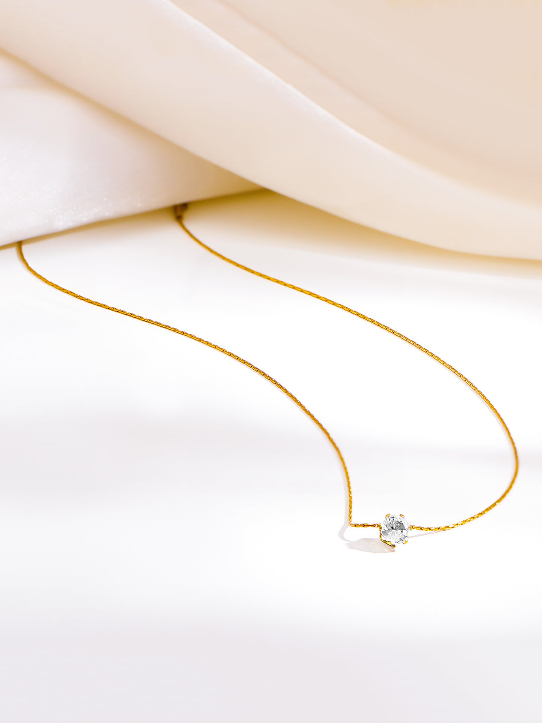 Demi Fine 18K Gold Plated Stainless steel Minimal Diamond Solitaire Necklace