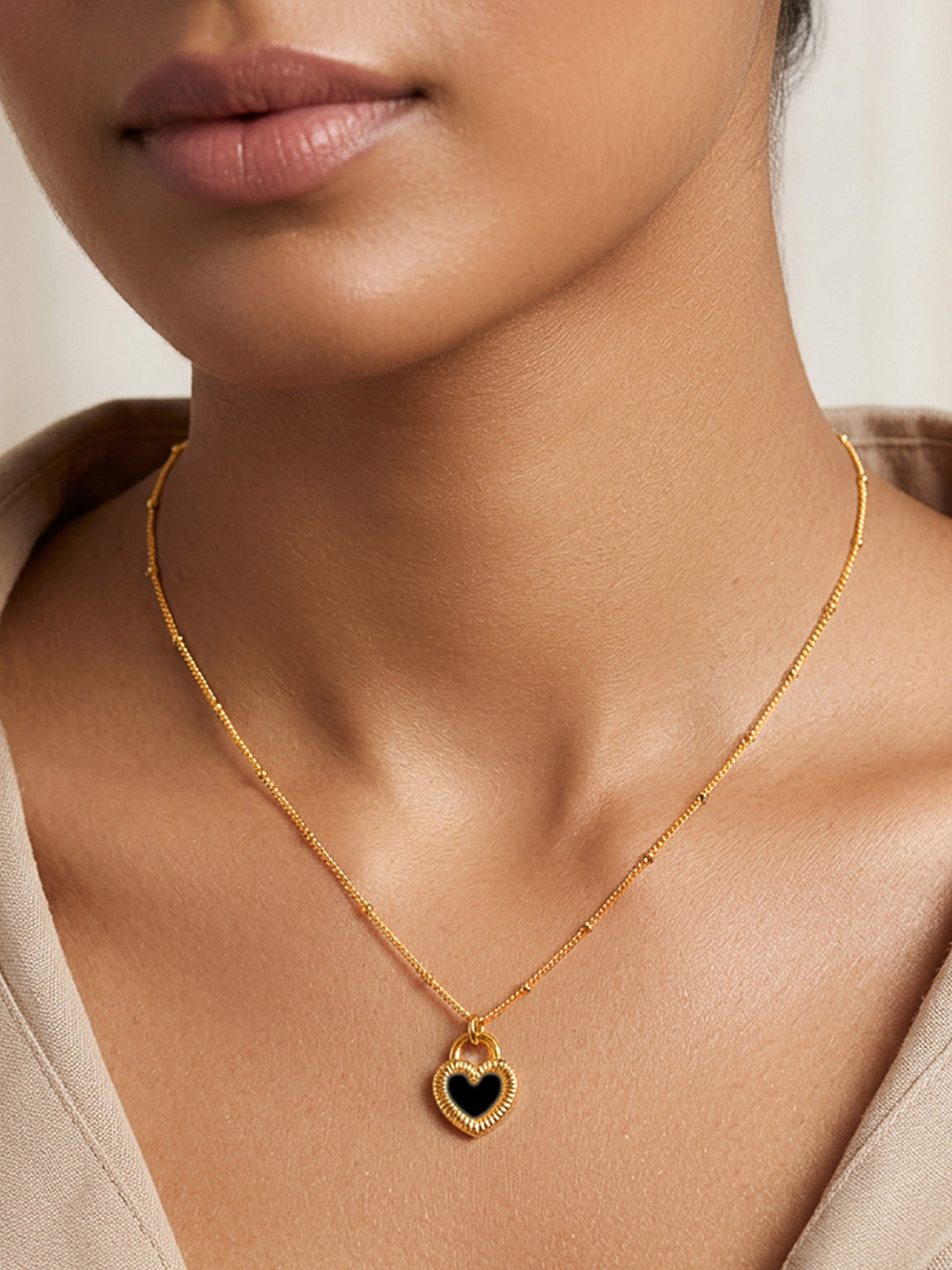 Demi Fine 18K Gold Plated Stainless steel Reversible Heart Pendant Necklace