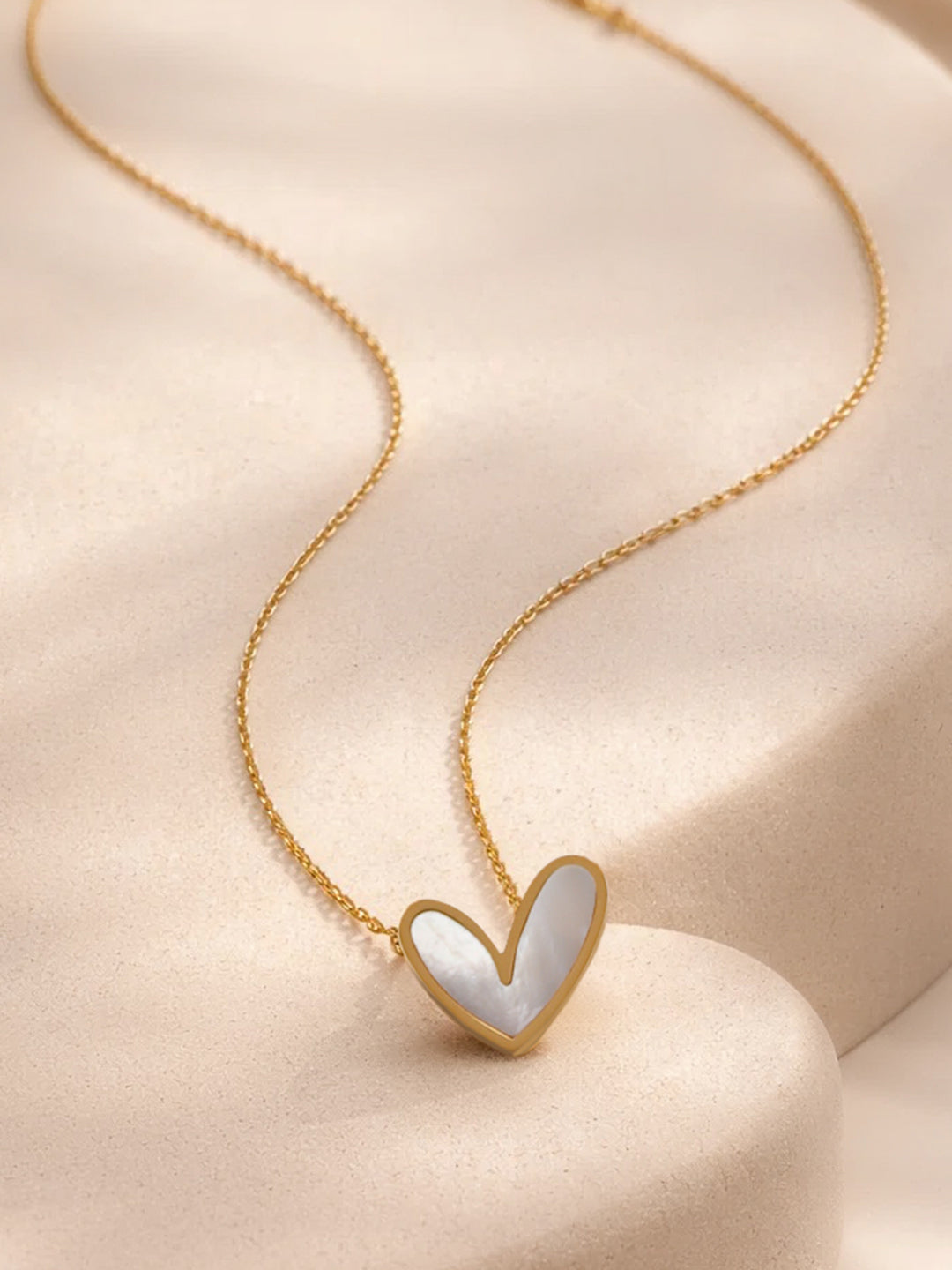 Demi Fine 18K Gold Plated Stainless steel White Enamel Heart Pendant Necklace