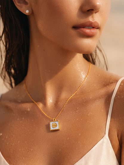 Demi Fine 18K Gold Plated Stainless steel Rose Enamel Pendant Necklace