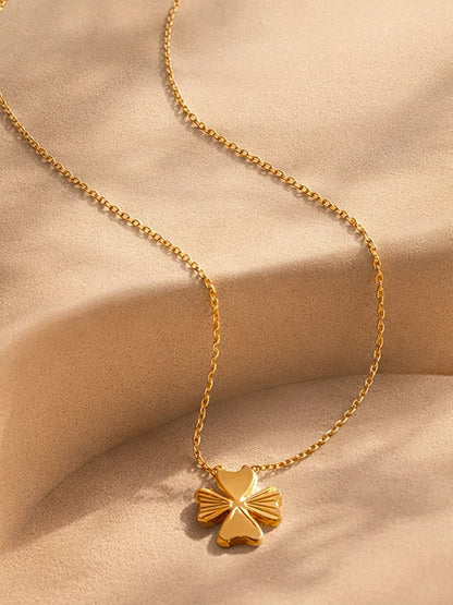 Demi Fine 18K Gold Plated Stainless steel Heart Petal Clover Pendant Necklace