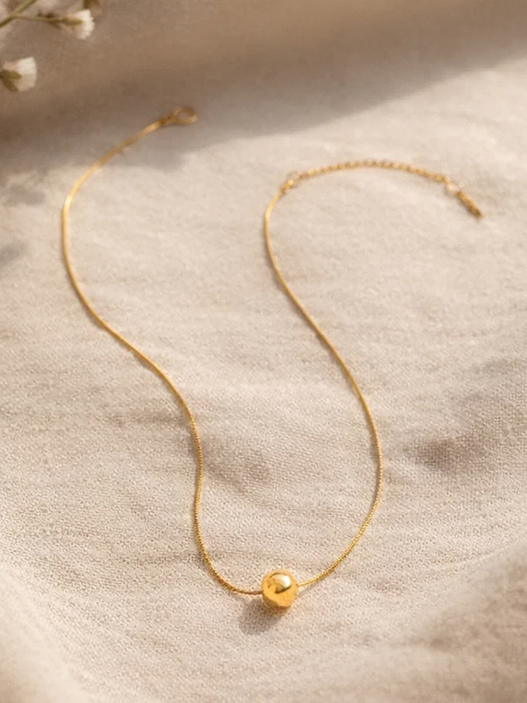 Demi Fine 18K Gold Plated Stainless steel Minimal Ball Pendant Chain Necklace