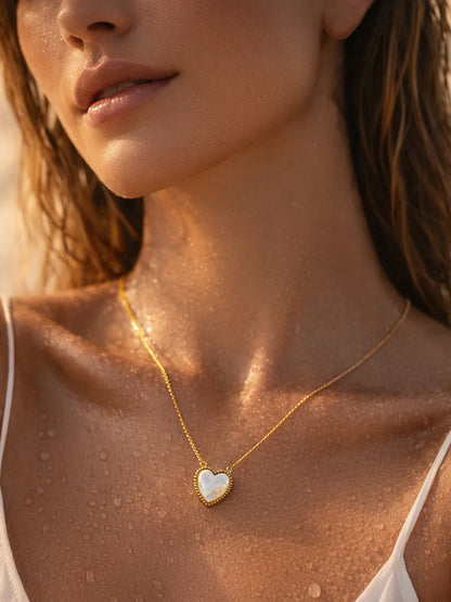 Demi Fine 18K Gold Plated Stainless steel Heart Frame Enamel Pendent Necklace
