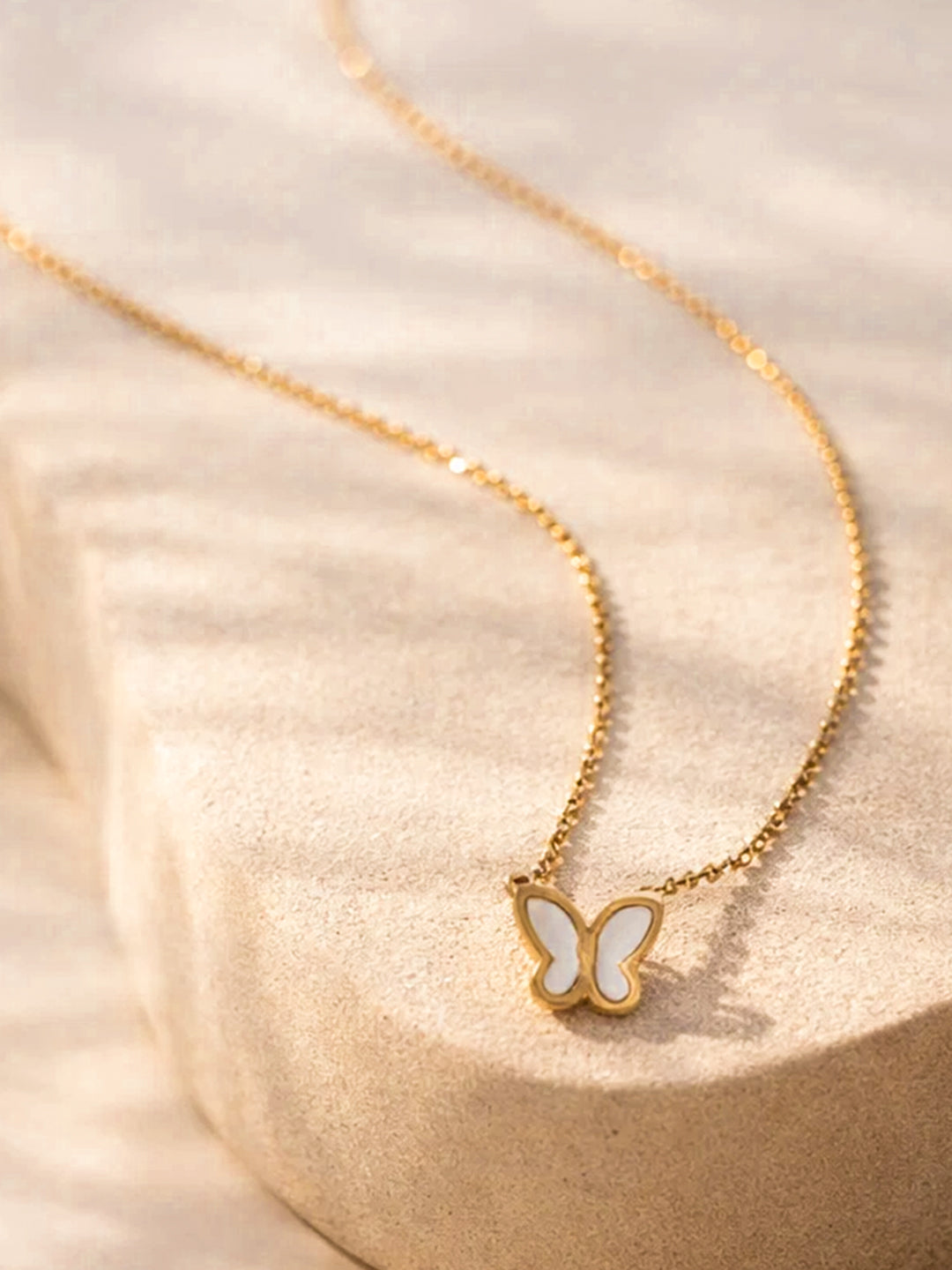 Demi Fine 18K Gold Plated Stainless steel Sleek Butterfly Charm Chain Necklace