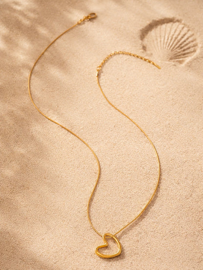 Demi Fine 18K Gold Plated Stainless steel Open Heart Pendant Chain Necklace