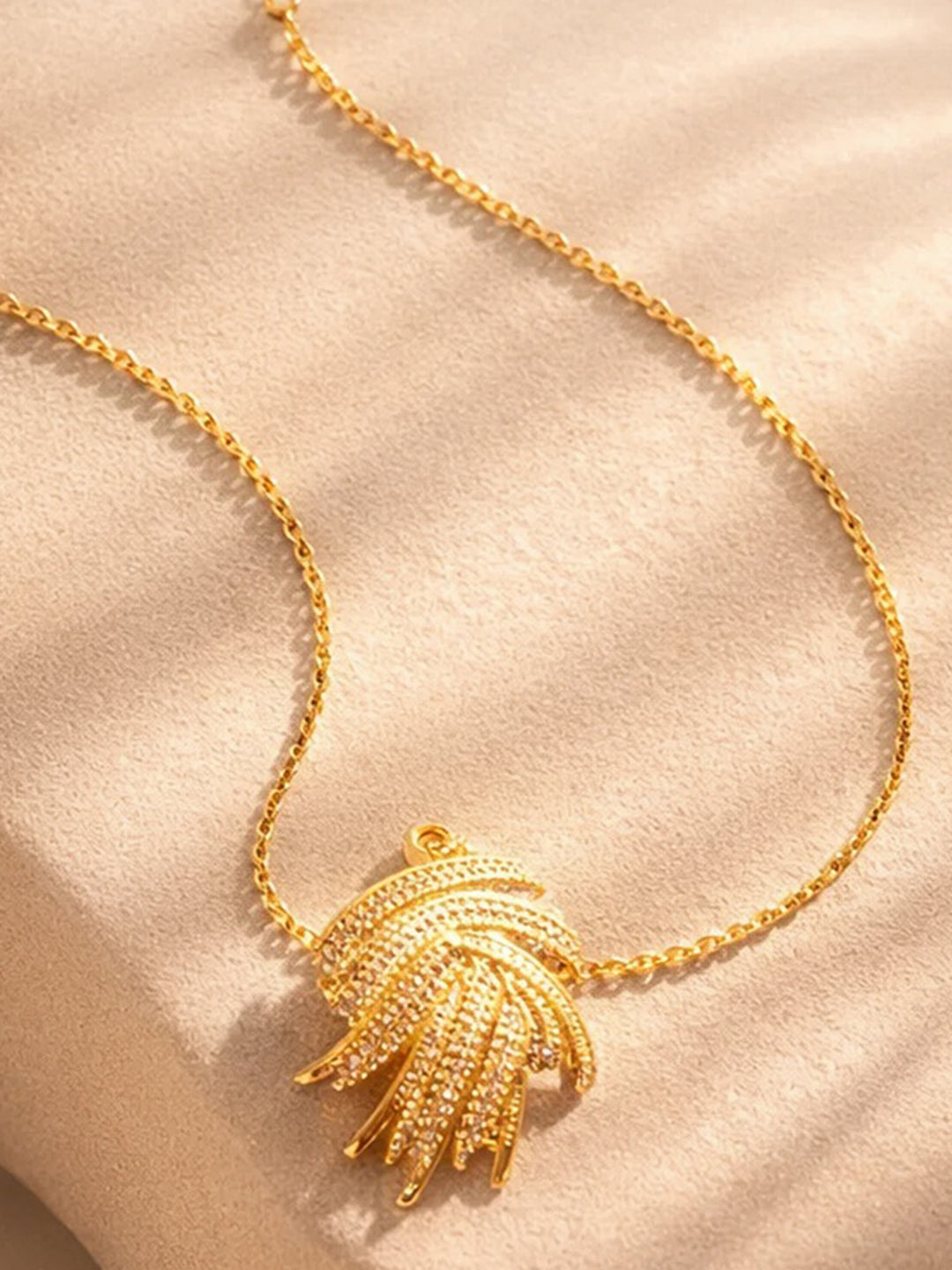 Demi Fine 18K Gold Plated Stainless steel Wave Curve Design Pendant Necklace