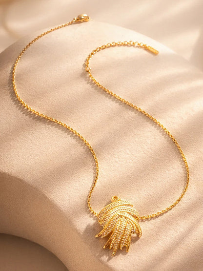 Demi Fine 18K Gold Plated Stainless steel Wave Curve Design Pendant Necklace