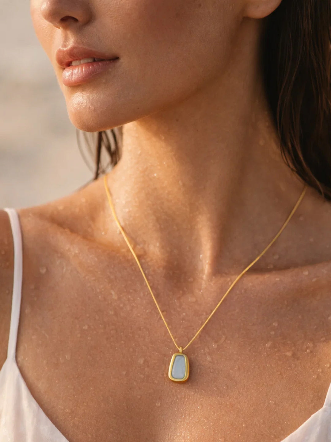 Demi Fine 18K Gold Plated Stainless steel Irregular Enamel Pendant Necklace