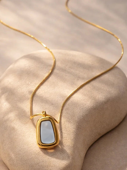 Demi Fine 18K Gold Plated Stainless steel Irregular Enamel Pendant Necklace