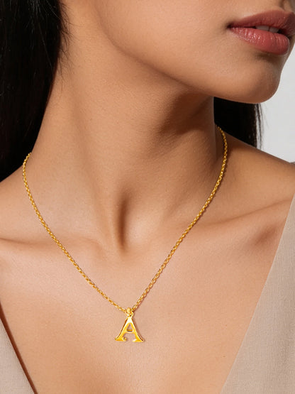 Demi Fine 18K Gold Plated Stainless steel Signature A Pendant Necklace