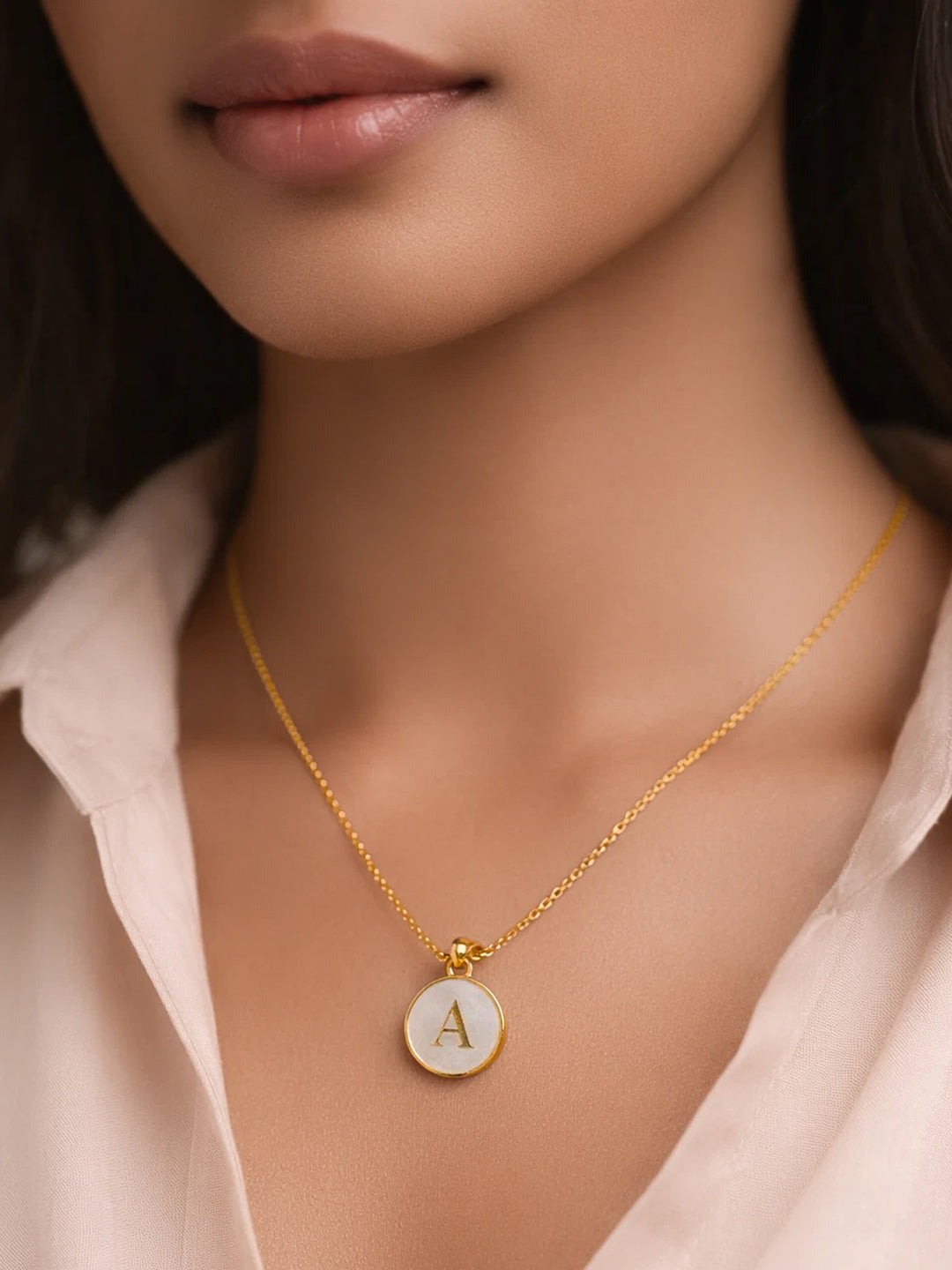 Demi Fine 18K Gold Plated Stainless steel Minimal A Pendant Necklace