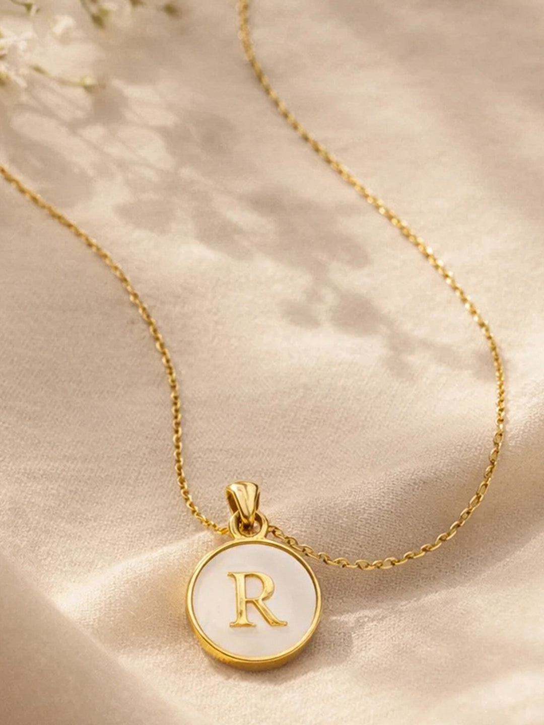 Demi Fine 18K Gold Plated Stainless steel Minimal R Pendant Necklace