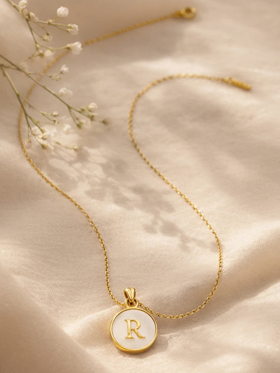 Demi Fine 18K Gold Plated Stainless steel Minimal R Pendant Necklace