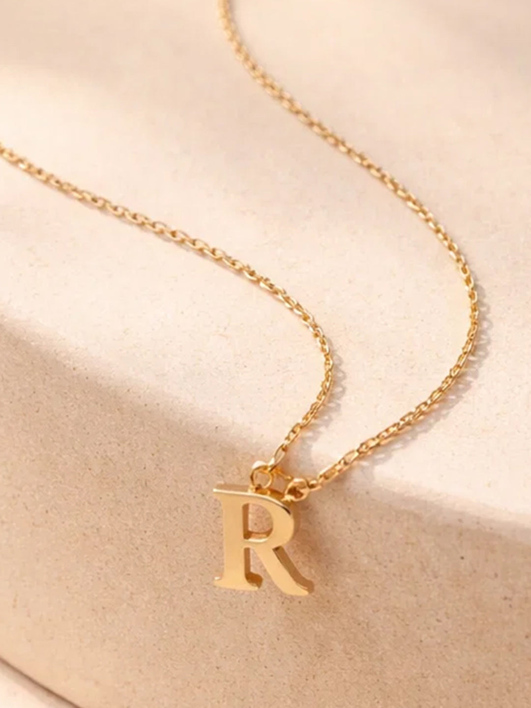 Demi Fine 18K Gold Plated Stainless steel Signature R Pendant Necklace