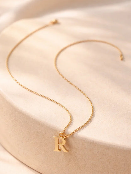 Demi Fine 18K Gold Plated Stainless steel Signature R Pendant Necklace