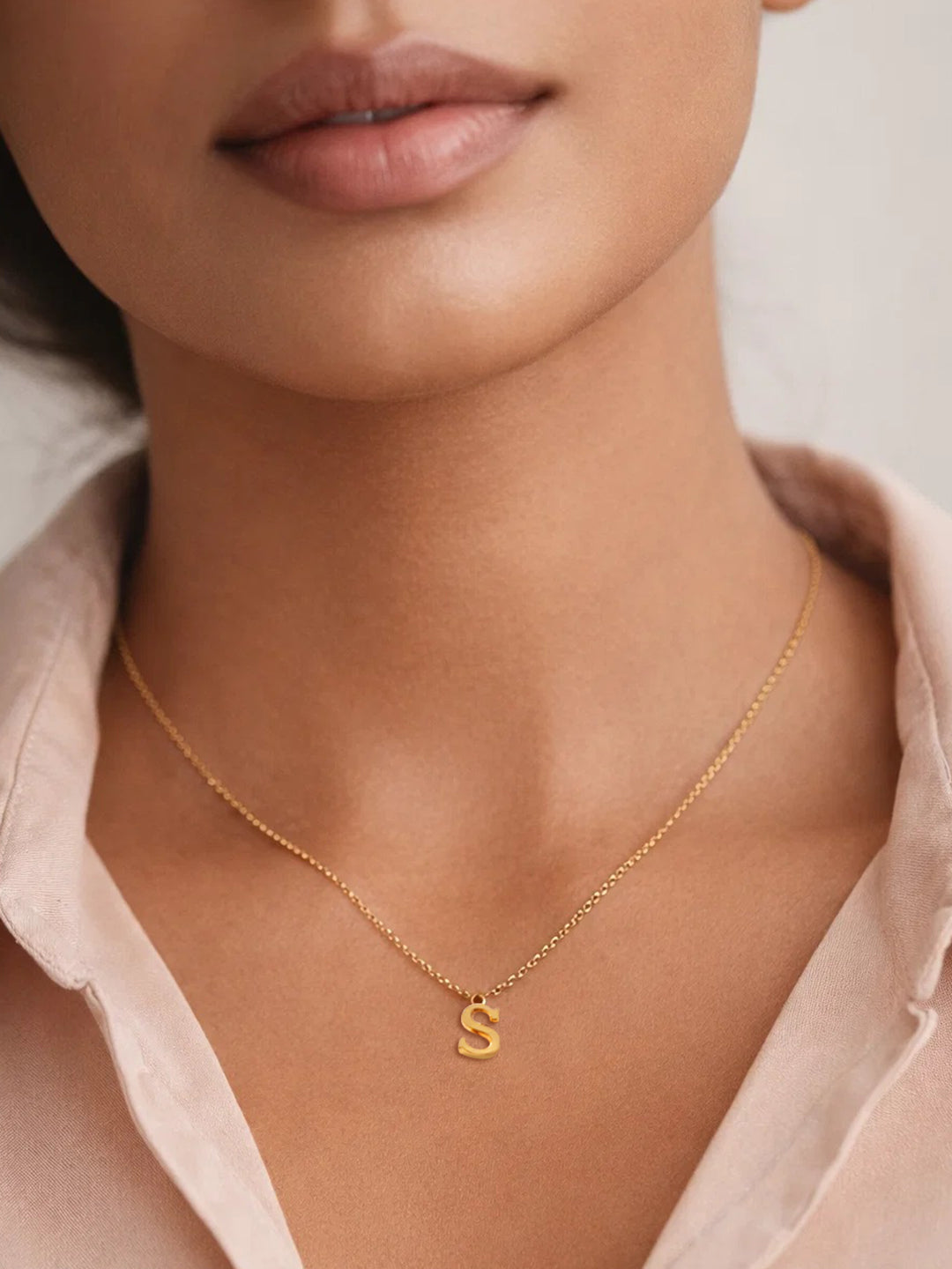 Demi Fine 18K Gold Plated Stainless steel Signature S Pendant Necklace