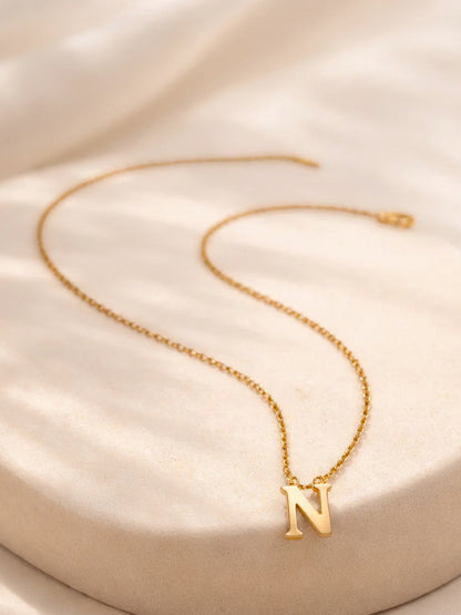 Demi Fine 18K Gold Plated Stainless steel Signature N Pendant Necklace