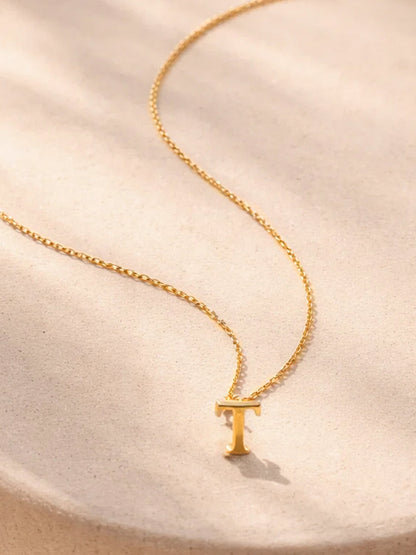 Demi Fine 18K Gold Plated Stainless steel Signature T Pendant Necklace