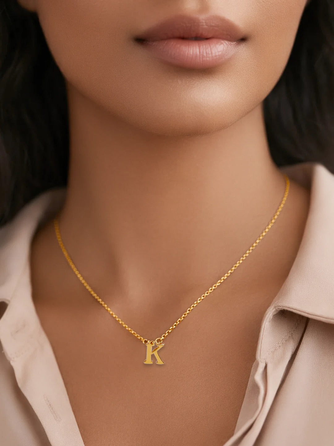 Demi Fine 18K Gold Plated Stainless steel Signature K Pendant Necklace