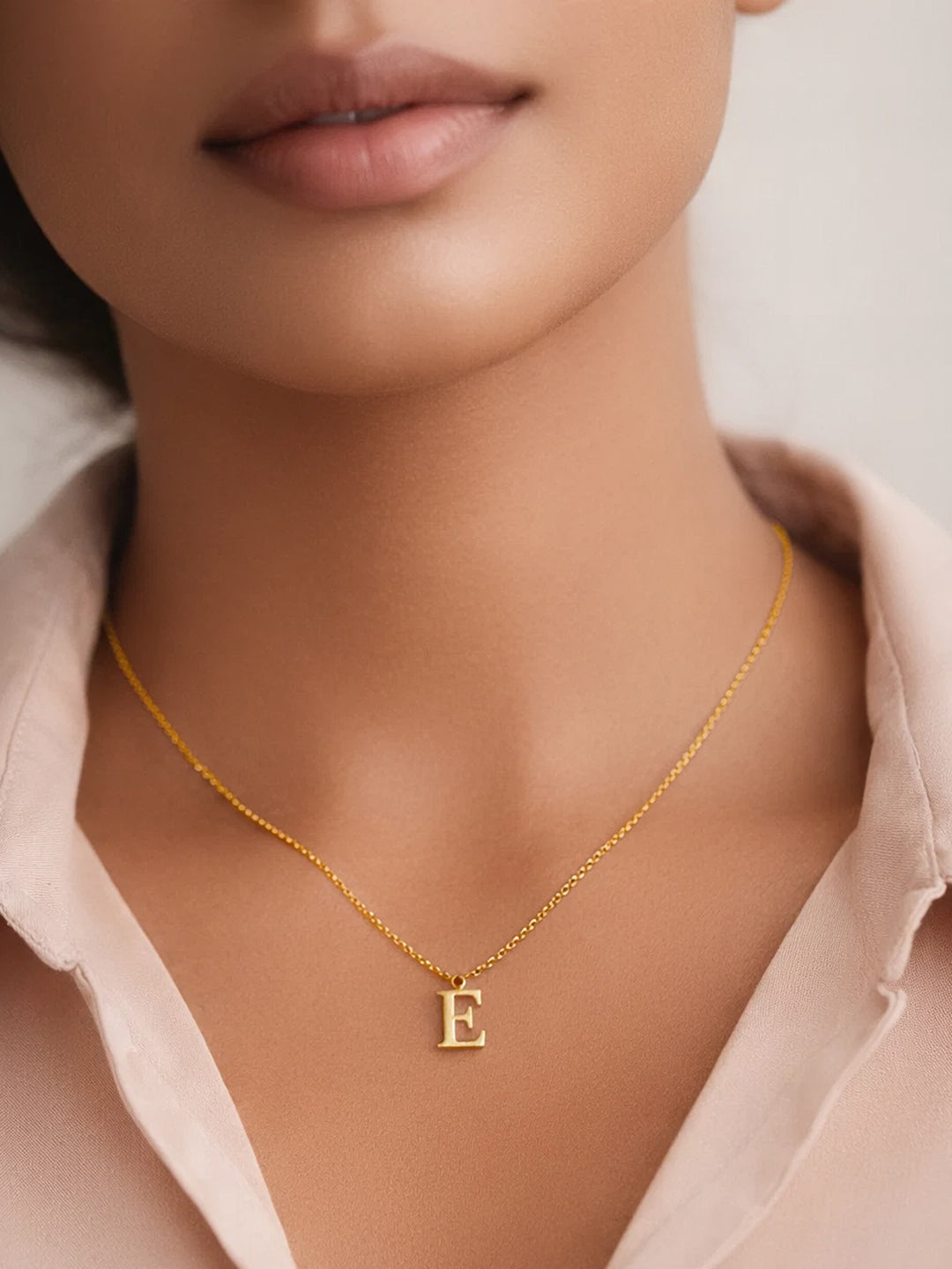 Demi Fine 18K Gold Plated Stainless steel Signature E Pendant Necklace