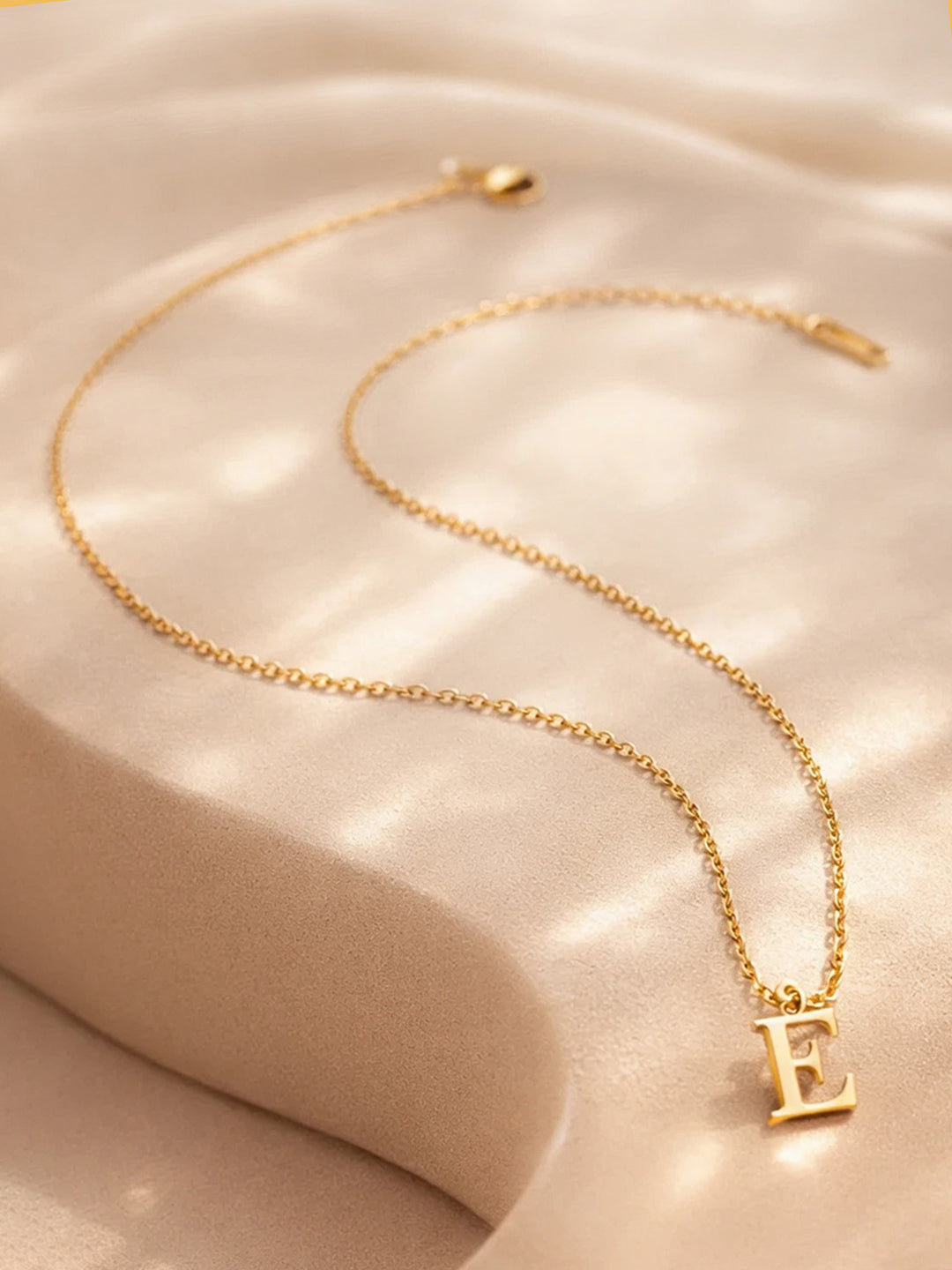 Demi Fine 18K Gold Plated Stainless steel Signature E Pendant Necklace