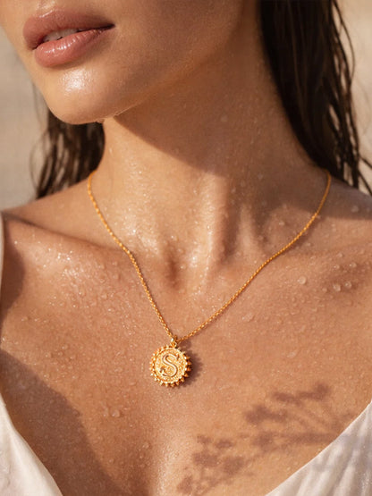 Demi Fine 18K Gold Plated Stainless steel Textured Coin S Pendant Necklace