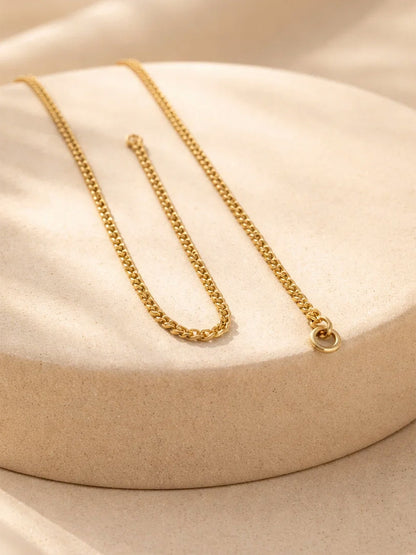 Demi Fine 18K Gold Plated Stainless steel Engraved Square C Pendant Necklace