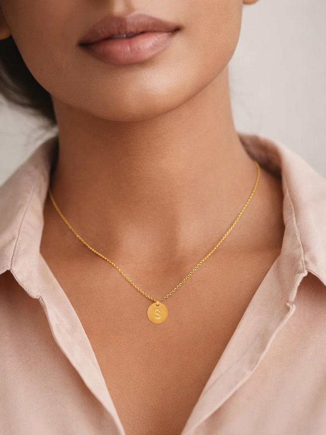 Demi Fine 18K Gold Plated Stainless steel Classic Disc S Pendant Necklace