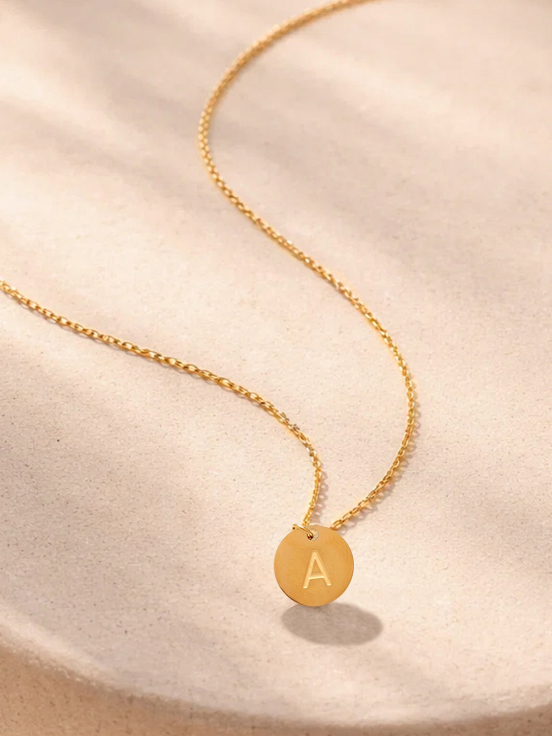 Demi Fine 18K Gold Plated Stainless steel Classic Disc A Pendant Necklace